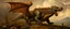 Placeholder: master oil painting by Rembrandt, farmer in valdres below raging dragon