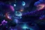 Placeholder: beautiful fairy land in space,night lights,flowers,river,waterfall,trees