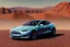 Placeholder: A Tesla 'Model S' is racing at top speed, in the Mojave Desert. (CINEMATIC, WIDE ANGLE LENS, PHOTO REAL)
