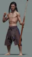 Placeholder: A young male water genasi with deep blue skin color, water shape dred hair on head. Shaolin monk with long stick weapon, kung fu master, martial art