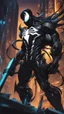 Placeholder: Venom mix with machine in solo leveling shadow artstyle, cyberpunk them, intricate details, highly detailed, high details, detailed portrait, masterpiece,ultra detailed,best quality