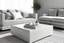 Placeholder: Capture the essence of chic sophistication with a sleek, minimalist square coffee table adorned with tasteful modern accents. Show how a carefully curated arrangement of geometric decor pieces and stylish books transforms a simple table into a focal point of contemporary elegance.