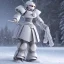 Placeholder: smooth hyper realistic, beautiful Japanese snow knight robot in crown, pale colors, dark cosmos background, extremely sharp detail, finely tuned detail, ultra high definition, 8 k, unreal engine 5, ultra sharp focus, accurate sword wings, positive smile, lot of details, fit within portrait, Ambiance winter, perfect composition, perfect hair, perfect hands, finger up gestures