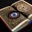 Placeholder: an ancient ornate intricate old tome spell book with the sigil symbol of an eye emblazoned on the cover, cinematic, realistic, intricate detail, finely detailed, small details, extra detail, photorealistic, high resolution, 3D, PBR, path tracing, volumetric lighting, octane render, arnold render, 8k