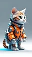 Placeholder: isometric view of a MINI cute hyperrealistic futuristic soldier cat wearing cyberpunk jacket. orange skin. Cinematic, hyper detailed, white GRADIENT background , highly detailed, zoomed out,