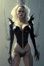 Placeholder: Pamela Anderson as evil queen in black leather, leather, busty, cleavage, angry, stern look. character design by cory loftis, fenghua zhong, ryohei hase, ismail inceoglu and ruan jia. unreal engine 5, artistic lighting, highly detailed, photorealistic, fantasy