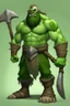Placeholder: A tall green halforc barbarian