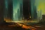 Placeholder: planet, space, modern cyberpunk city, arid land, epic, lesser ury impressionism painting