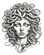 Placeholder: Medusa's petrifying gaze., realistis tatto sketch style, white background, profesional tatto sketch