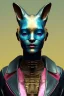 Placeholder: Medium Close Up Portrait, Front image. cyberpunk, rabbit mask, sweet woman, gold hair. Leather suit army. Pink, white, blue, color. Retro futuristic style. Color background, photo studio. Avatar image, highly detailed, concept art, smooth, unreal engine 5, ray tracing, RTX, lumen lighting, ultra detail, volumetric lighting, 3d, finely drawn, high definition, high resolution.