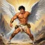 Placeholder: [art by Jack Davis] Jacob wrestling with angel