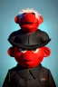 Placeholder: Waist up muppet Portrait, Kim Jong-un as muppet doll, black suit, photo studio, red background, unreal engine 5, concept art, art station, god lights, ray tracing, RTX, lumen lighting, ultra detail, volumetric lighting, 3d.