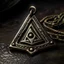 Placeholder: ein nach unten zeigendes dreieck mit einem nebelwiebel auf einem amulet