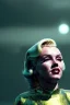 Placeholder: Ultra Realistic retro sci-fi scene, portrait, blonde woman, sweet young Marilyn Monroe face, perfect iris, tight latex coat, Strange planet background, Retro sci-fi style helmet, fog, rain, soft color, highly detailed, unreal engine 5, ray tracing, RTX, lumen lighting, ultra detail, volumetric lighting, 3d, finely drawn, high definition, high resolution.