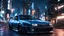 Placeholder: unreal engine, blue cyberpunk city at night, nissan gtr r33, matte black paint