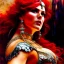 Placeholder: Drawing of beautiful face,'beautiful ,Busty Red Sonja',intense stare, ancient skintight armor, balanciaga fashion clothe painting by gaston bussiere, greg rutkowski, yoji shinkawa, yoshitaka amano, tsutomu nihei, donato giancola, tim hildebrandt, Oil on canvas, cinematic composition, extreme detail,fit full head inside picture,16k