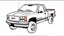 Placeholder: redraw this image of a 1991 GMC sierra 2500 with extended cab, line art with improved quality