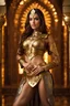 Placeholder: Half body Photography,very beautiful Modeling Arabian Woman,full body,looking front view,brown long hair, mechanical,delicate gold,silver metalic parts, golden parts, intricate armor, detailed part,Movie Still