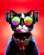 Placeholder: cat dj wearing sunglasses and headphones at a rave too cool for school