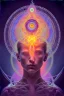 Placeholder: Spiritual being with Tentacles over human Head creating reality around, wrapping Spiral around Human, Psychedelic