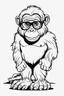 Placeholder: Outline art for cute coloring pages with gorilla with glasses, full body, white background, sketch style, only use outline, clean line art, no shadows and clear and well outlined.