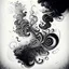 Placeholder: Create a sketch-like composition of swirling smoke forming intricate patterns, postercolur sketch