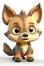 Placeholder: A cute brown baby wolf with big eyes, animated, cartoon, unreal, no background.