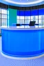 Placeholder: Blue circular reception desk