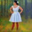 Placeholder: Full body portrait, painting, medium shot lady Cottagecore