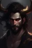 Placeholder: Beard, dark hair, demon prince, horns, handsome, mysterious, gentle, in love