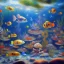 Placeholder: serene underwater scene, corol, fish, rocks, oil painting, by renoir