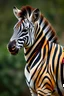 Placeholder: Buffed zebra with tiger patterns and colour, detailed musculature, full size, full body