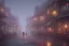 Placeholder: Small medieval Fantasy town, rain, lights, tavern, misty, daytime, cobble streets