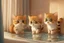 Placeholder: cute pixar chibi cats in a hotel