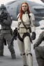 Placeholder: [Sophie Turner] Rounding a bend, Sophie spotted a storage alcove and slipped inside. Crates were piled haphazardly, but among them was a lifeless rebel trooper. His vac-suit was a poor substitute for stormtrooper armor, but it would have to do. Sophie stripped the body quickly, ignoring the sick feeling in her gut. Once clad in the rebel gear, she hurried down the passageway, hoping to blend in long enough to locate an escape pod. The ship was on high alert; groups of rebels rushed