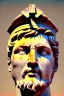 Placeholder: Ultra Realistic image, Roman sculpture, white marble material, Lionel Messi, gold Laurel leaves wreath, renaissance ornaments, one gold star in heart, sun ornament, sun rays background, chisel style, waist up portrait, emperor style, epic, celestial, cinematic lighting, God light, god rays, 4k resolution, smooth details, ornate details, soft lighting, unreal engine 5, art station, substance 3d.