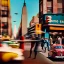 Placeholder: Picture 1950's street life, people, New York, blurry, abstractism, colours, strong texture, 3d, chaotic