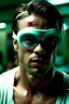 Placeholder: brad pitt from fight club wearing swimming goggles and trunks