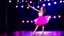 Placeholder: very beautiful 1 lady with makeup bob hair pretty long skirt and bluose high heels, full body dancing gracefully in modern stage,dynamic lights