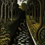 Placeholder: A black underground passage with worms painted by Henri Rousseau