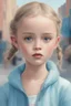 Placeholder: Illustration of lily-rose depp a toddler,, pony tail, in the street , , big blue eyes, style of Marcel Marlier, pastel colors