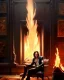 Placeholder: "matt mercer sitting in a comfy chair by a fireplace, beautiful eyes, full-scale head and shoulders portrait, 8k resolution concept art portrait by Greg Rutkowski, Artgerm, WLOP, Alphonse Mucha dynamic lighting hyperdetailed intricately detailed Splash art trending on Artstation triadic colors Unreal Engine 5 volumetric lighting Splash art fantasy