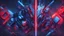 Placeholder: a cyber tech wallpaper that goes from red to blue from left to right