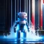 Placeholder: water flowing against a pillar, awesome cute sexy furry robot on a mission through the seasons, hatch, ladders, motion blur, 8k, downlight, soft light, depth of field, photorealism, trending on art station, lotsa detail