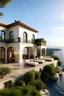 Placeholder: A luxurious house in the style of Mediterranean with a serene mood and a view.