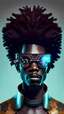 Placeholder: draw a hyper realistic Afrofuturistic man with augmented reality glasses on half body photo