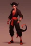 Placeholder: Full Body, Male Tiefling, monk, body shape as Super Sayin Goku, boxer pose, dark outfit colour theme, HD