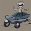 Placeholder: humanized car with feet and a hat
