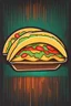 Placeholder: Craft an simplified flat image of a stylized taco, using unbroken fixed-width lines and balanced, minimalist clip art aesthetics, icon for neon sign, no shading