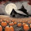 Placeholder: Sinister Pumpkin Bogomil cryptids climbing over a barn, by Otto Rapp, by Jeremy Mann, harvest moon, expansive color illustration surreal horror masterpiece; dramatic; stygian cornfield farm, deep red-black-orange colors.